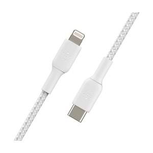 Belkin 2M BC Örgülü Lightning USB-C Beyaz